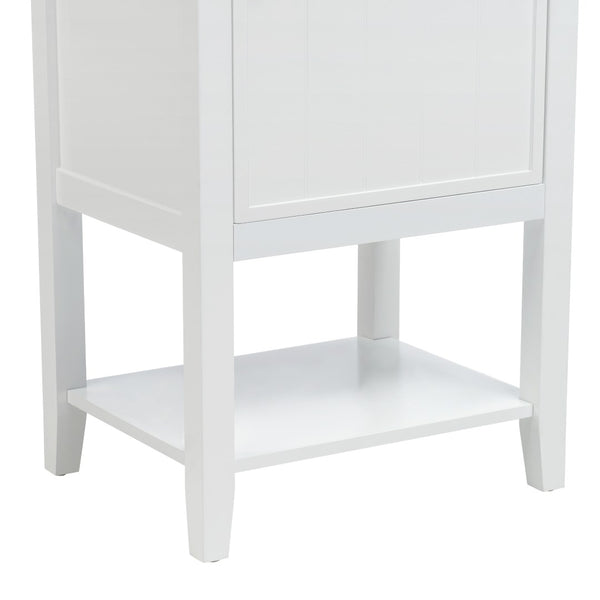 English Elm 20" Matte Freestanding Bathroom Vanity Rubberwood Cabinet Ceramic Sink Open Shelf White N725P391115K
