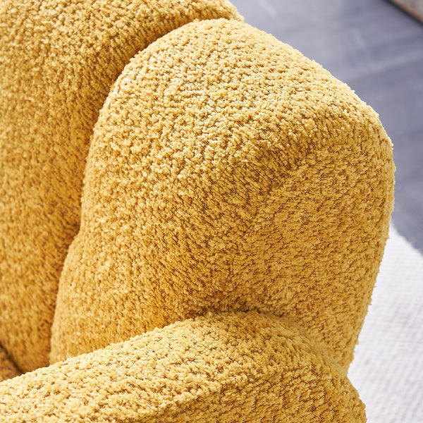 English Elm 31.10" Boucle Upholstered Accent Chair — Low-Profile Solid Wood Frame, Plush High-Density Foam Comfort Yellow W579121277