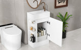 English Elm 18.6" Bathroom Vanity With Sink, Bathroom Vanity Cabinet With Two-Tier Shelf, Left Or Right Orientation, White