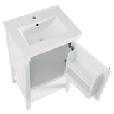 English Elm 20" Bathroom Vanity With Sink, Bathroom Cabinet With Soft Closing Door, Storage Rack and Open Shelf, White