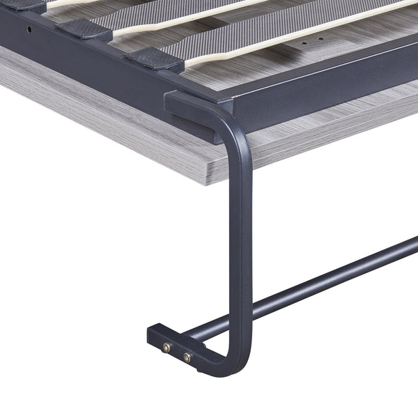 English Elm Full Full Size Murphy Bed with Storage Shelves & Drawers, Gray Cabinet Foldaway Space-Saving Design GX002007AAE