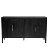 Hearth and Haven Sedona Storage Cabinet with Metal Handles, 4 Shelves and 4 Doors, Black WF309061AAB