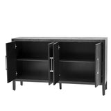 Hearth and Haven Sedona Storage Cabinet with Metal Handles, 4 Shelves and 4 Doors, Black WF309061AAB