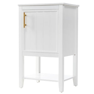 English Elm 20" Matte Freestanding Bathroom Vanity Rubberwood Cabinet Ceramic Sink Open Shelf White N725P391115K