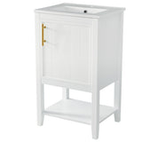 English Elm 20" Bathroom Vanity With Sink, Bathroom Cabinet With Soft Closing Door, Storage Rack and Open Shelf, White