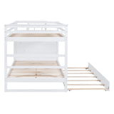 Hearth and Haven Adam Full over Full Bunk Bed with Trundle and 4-Drawer Staircase, White LT000268AAK