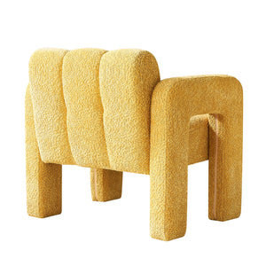 English Elm 31.10" Boucle Upholstered Accent Chair — Low-Profile Solid Wood Frame, Plush High-Density Foam Comfort Yellow W579121277