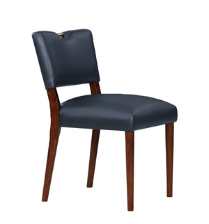 English Elm Bryson Midnight Blue Faux Leather Dining Chair Set of 2 - Walnut Frame, Gold Handle, Durable Comfort B050126338