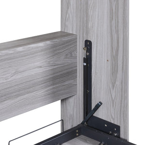 English Elm Full Size Murphy Bed Gray with Solid Wood+MDF Cabinet, No Box Spring Needed, Easy Assembly, Space-Saving WF307303AAE