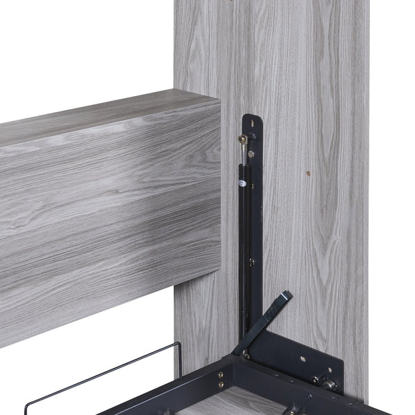 English Elm Full Size Murphy Bed Gray with Solid Wood+MDF Cabinet, No Box Spring Needed, Easy Assembly, Space-Saving WF307303AAE