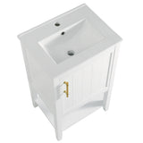 English Elm 20" Bathroom Vanity With Sink, Bathroom Cabinet With Soft Closing Door, Storage Rack and Open Shelf, White