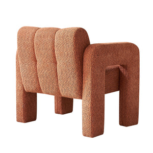 English Elm 31.10" Boucle Upholstered Accent Chair — Low-Profile Solid Wood Frame, Plush High-Density Foam Comfort Orange W579121276