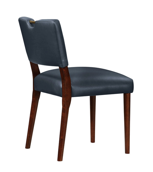 English Elm Bryson Midnight Blue Faux Leather Dining Chair Set of 2 - Walnut Frame, Gold Handle, Durable Comfort B050126338