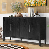 Hearth and Haven Sedona Storage Cabinet with Metal Handles, 4 Shelves and 4 Doors, Black WF309061AAB