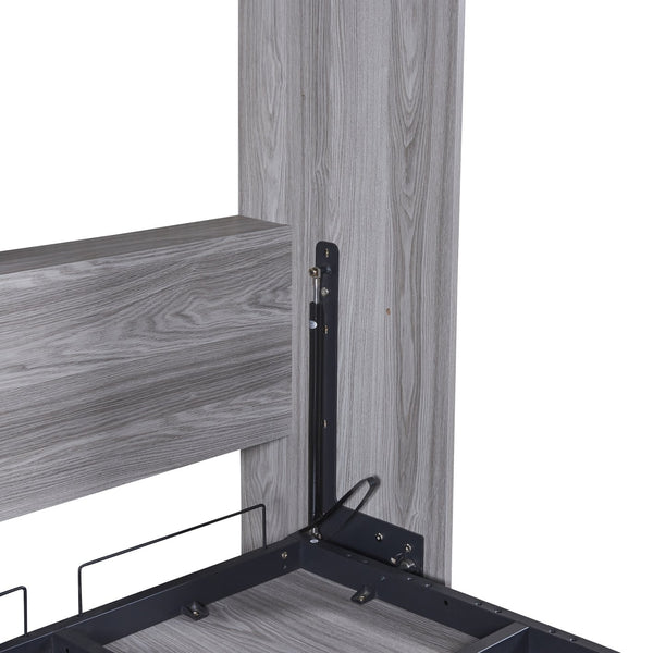 English Elm Twin Murphy Bed Cabinet Gray — Space‑Saving Foldaway Twin Size Bed with Integrated Legs, 1000lb Capacity GX002003AAE