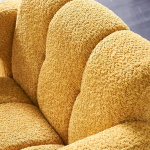 English Elm 31.10" Boucle Upholstered Accent Chair — Low-Profile Solid Wood Frame, Plush High-Density Foam Comfort Yellow W579121277