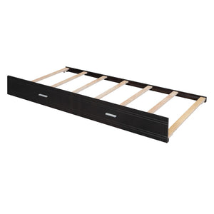 English Elm Full Over Bunk Bed with Staircase Storage Drawers and Twin Trundle Pinewood Frame Espresso LT100268AAP
