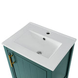 English Elm 20" Bathroom Vanity With Sink, Bathroom Cabinet With Soft Closing Door, Storage Rack and Open Shelf, Green