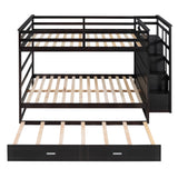 Hearth and Haven Adam Full over Full Bunk Bed with Trundle and 4-Drawer Staircase, Espresso LT000268AAP