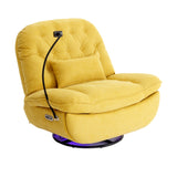 English Elm 270 Degree Swivel Power Recliner With Voice Control, Bluetooth Music Player,Usb Ports, Atmosphere Lamp, Hidden Arm Storage and Mobile Phone Holder For Living Room, Bedroom, Apartment, Yellow