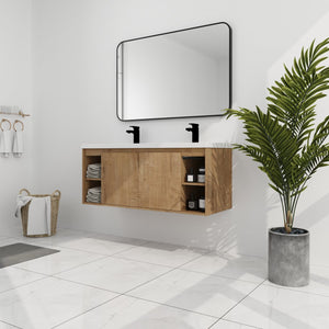 English Elm 48" Wall-Mounted Bathroom Vanity With Double Sinks, Soft-Close Doors, Eco-Friendly Design & Storage W999S00106