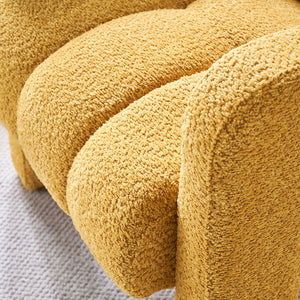 English Elm 31.10" Boucle Upholstered Accent Chair — Low-Profile Solid Wood Frame, Plush High-Density Foam Comfort Yellow W579121277