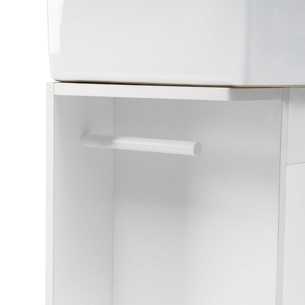 English Elm 18.6" Bathroom Vanity with Sink and Ceramic Top, MDF Cabinet with Door, TP Holder & Shelf White N725P212181K