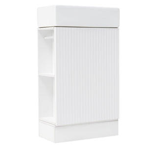 English Elm 18.6" Bathroom Vanity with Sink and Ceramic Top, MDF Cabinet with Door, TP Holder & Shelf White N725P212181K