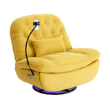 English Elm 270 Degree Swivel Power Recliner With Voice Control, Bluetooth Music Player,Usb Ports, Atmosphere Lamp, Hidden Arm Storage and Mobile Phone Holder For Living Room, Bedroom, Apartment, Yellow