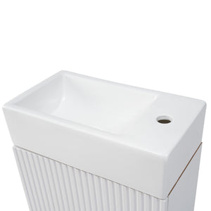 English Elm 18.6" Bathroom Vanity with Sink and Ceramic Top, MDF Cabinet with Door, TP Holder & Shelf White N725P212181K