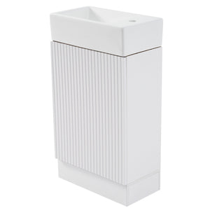 English Elm 18.6" Bathroom Vanity with Sink and Ceramic Top, MDF Cabinet with Door, TP Holder & Shelf White N725P212181K