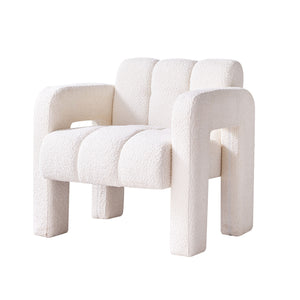 English Elm 31.10" Boucle Accent Chair — Low, Spacious Upholstered Seat with Solid Wood Frame & High-Density Foam Comfort W579121034
