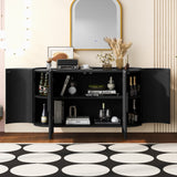 Hearth and Haven Wavelength Sideboard with Adjustable Shelves, Black WF308095AAB