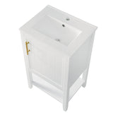 English Elm 20" Bathroom Vanity With Sink, Bathroom Cabinet With Soft Closing Door, Storage Rack and Open Shelf, White