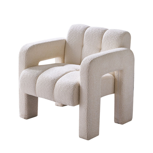 English Elm 31.10" Boucle Accent Chair — Low, Spacious Upholstered Seat with Solid Wood Frame & High-Density Foam Comfort W579121034
