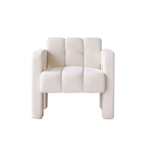 English Elm 31.10" Boucle Accent Chair — Low, Spacious Upholstered Seat with Solid Wood Frame & High-Density Foam Comfort W579121034