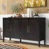 Hearth and Haven Sedona Storage Cabinet with Metal Handles, 4 Shelves and 4 Doors, Walnut WF309061AAP