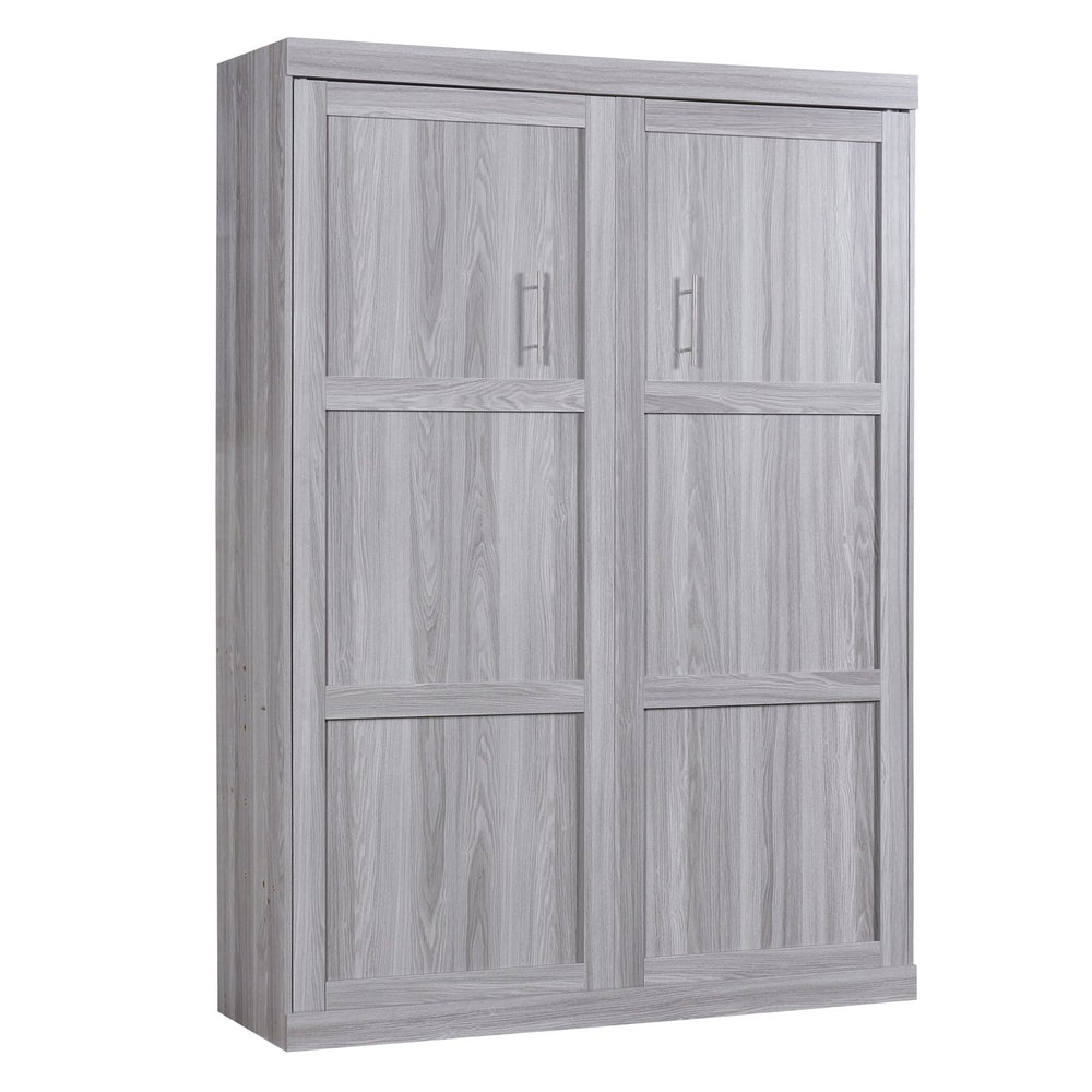 English Elm Full Size Murphy Bed Gray with Solid Wood+MDF Cabinet, No Box Spring Needed, Easy Assembly, Space-Saving WF307303AAE