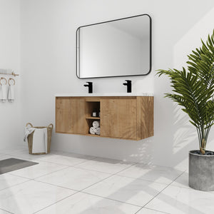 English Elm 48" Wall Mounted Bathroom Vanity With Double Sink, Soft-Close Doors, Modern Design & Storage Solutions W999S00105