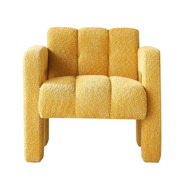 English Elm 31.10" Boucle Upholstered Accent Chair — Low-Profile Solid Wood Frame, Plush High-Density Foam Comfort Yellow W579121277