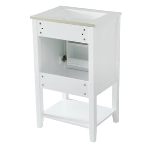 English Elm 20" Modern Bathroom Vanity with Ceramic Sink, Solid Wood MDF Build, Soft-Close Door & Shelf White N725P220604K