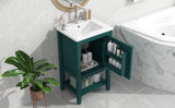 English Elm 20" Bathroom Vanity With Sink, Bathroom Cabinet With Soft Closing Door, Storage Rack and Open Shelf, Green