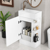 English Elm 18.6" Bathroom Vanity With Sink, Bathroom Vanity Cabinet With Two-Tier Shelf, Left Or Right Orientation, White