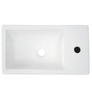 English Elm 18.6" Bathroom Vanity with Sink and Ceramic Top, MDF Cabinet with Door, TP Holder & Shelf White N725P212181K
