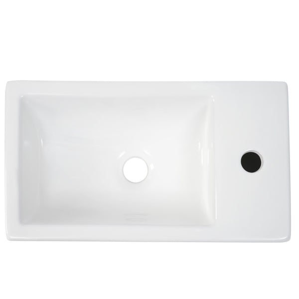 English Elm 18.6" Bathroom Vanity with Sink and Ceramic Top, MDF Cabinet with Door, TP Holder & Shelf White N725P212181K