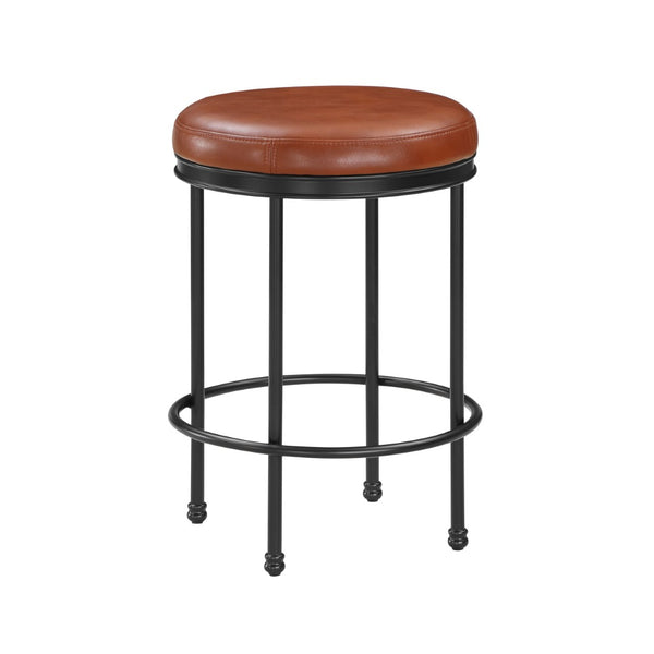 English Elm Michael Faux Leather Padded Counterstool with Antique Bronze Frame for Kitchen Island B050126339