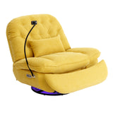 English Elm 270 Degree Swivel Power Recliner With Voice Control, Bluetooth Music Player,Usb Ports, Atmosphere Lamp, Hidden Arm Storage and Mobile Phone Holder For Living Room, Bedroom, Apartment, Yellow