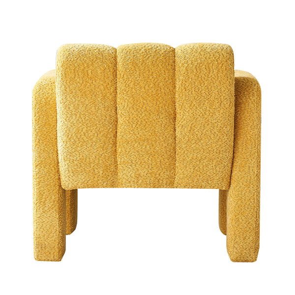English Elm 31.10" Boucle Upholstered Accent Chair — Low-Profile Solid Wood Frame, Plush High-Density Foam Comfort Yellow W579121277