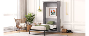 English Elm Twin Murphy Bed Cabinet Gray — Space‑Saving Foldaway Twin Size Bed with Integrated Legs, 1000lb Capacity GX002003AAE