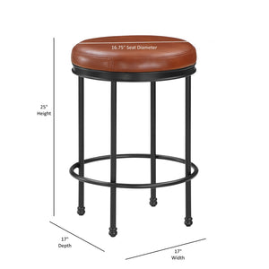English Elm Michael Faux Leather Padded Counterstool with Antique Bronze Frame for Kitchen Island B050126339